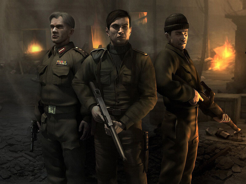 Three Soldiers in Ruins