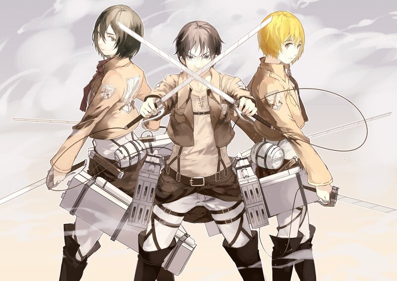 Three Soldiers with Swords — Brown