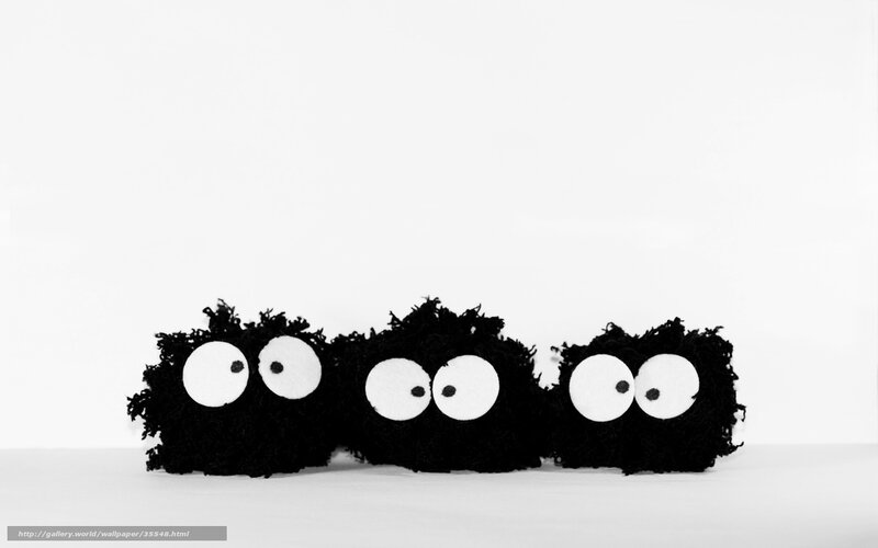 three soot sprites in a row
