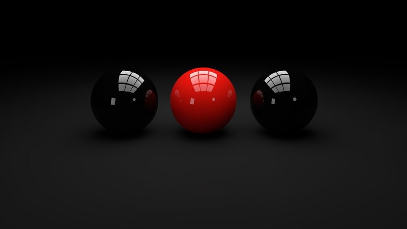 Three Spheres on Black Surface — Minimalist