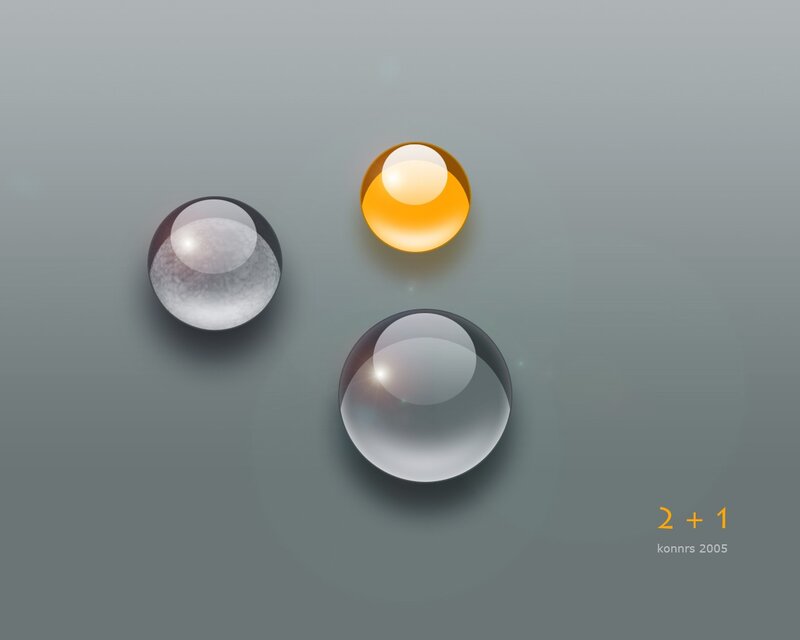 Three spheres on gray background