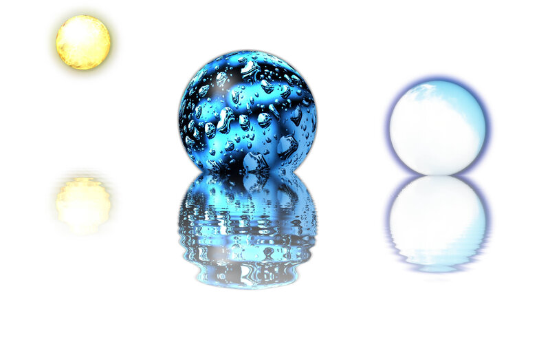 Three Spheres on Reflective Surface