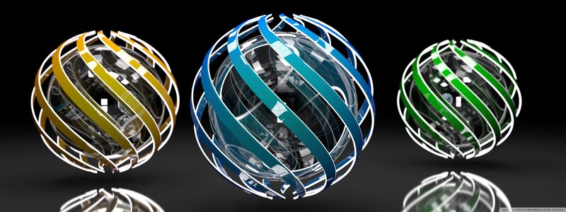 Three Spherical Sculptures — Blue