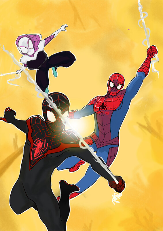 Three Spider-heroes in Action