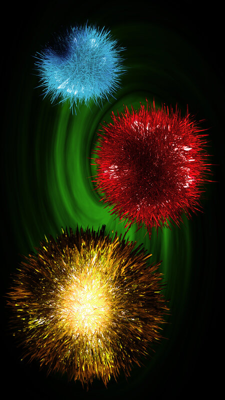 Three Spiky Spheres — Blue