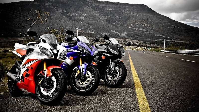 Three Sport Motorcycles — Black, Dramatic
