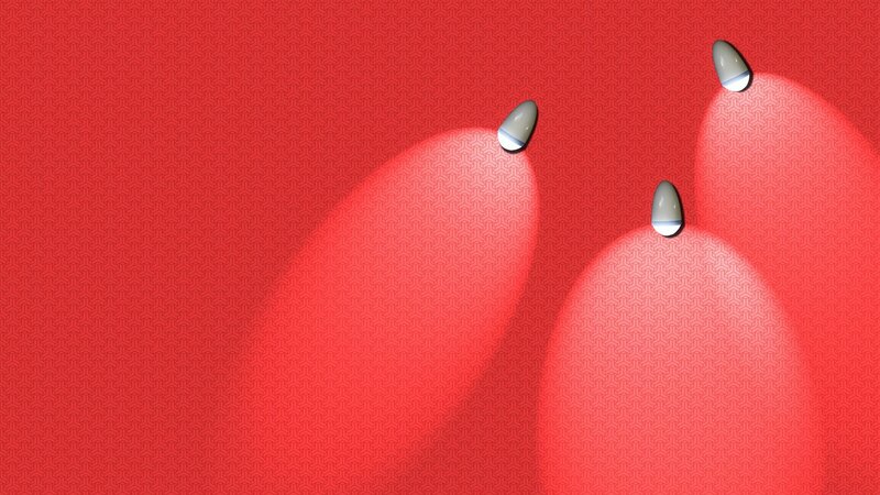 Three Spotlights on Red Wall