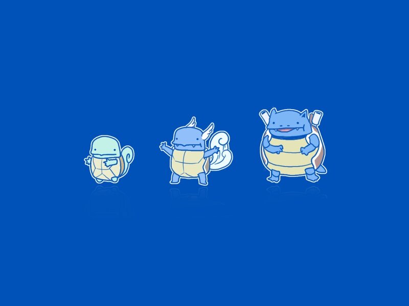 Three Squirtle Evolutions — Blue