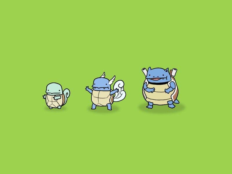 Three Squirtle Evolutions — Green