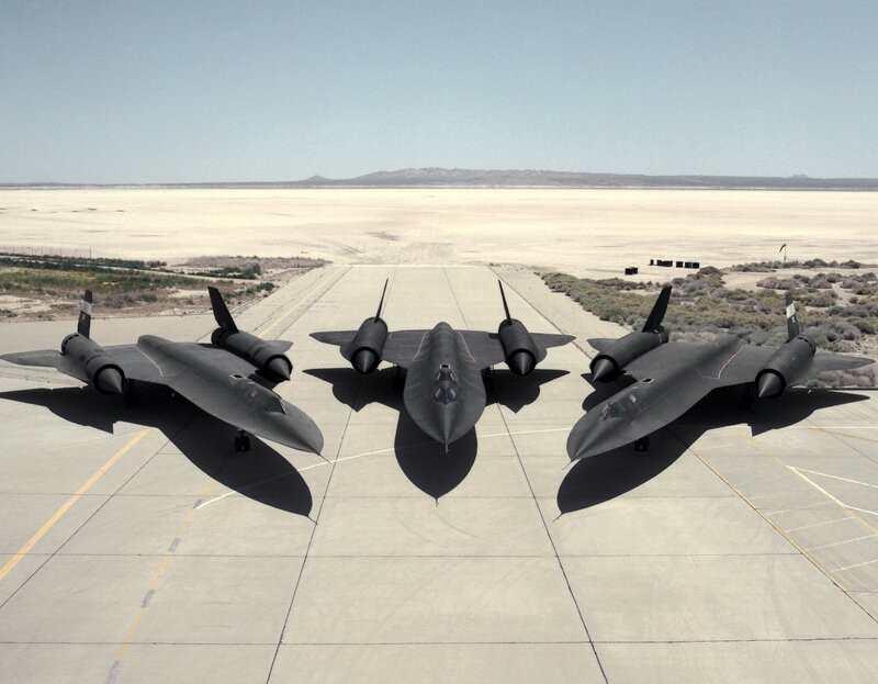 Three SR-71 Blackbirds on a runway