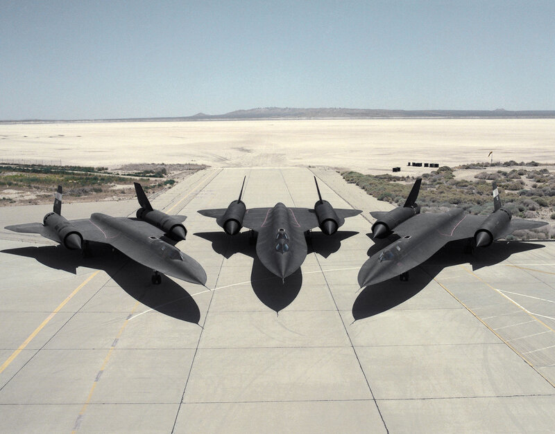 Three SR-71 Blackbirds on tarmac