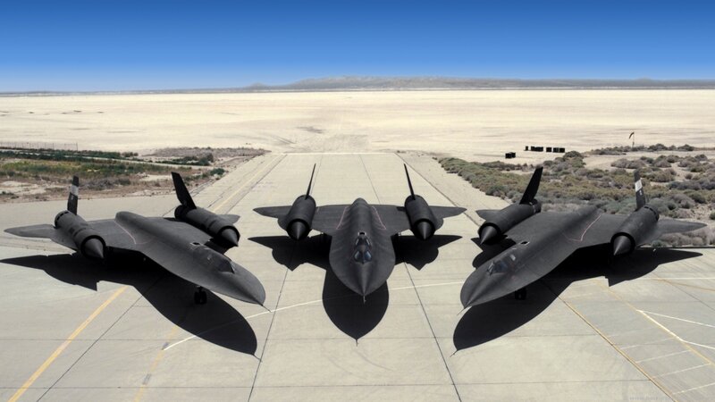 Three SR-71 Blackbirds on tarmac