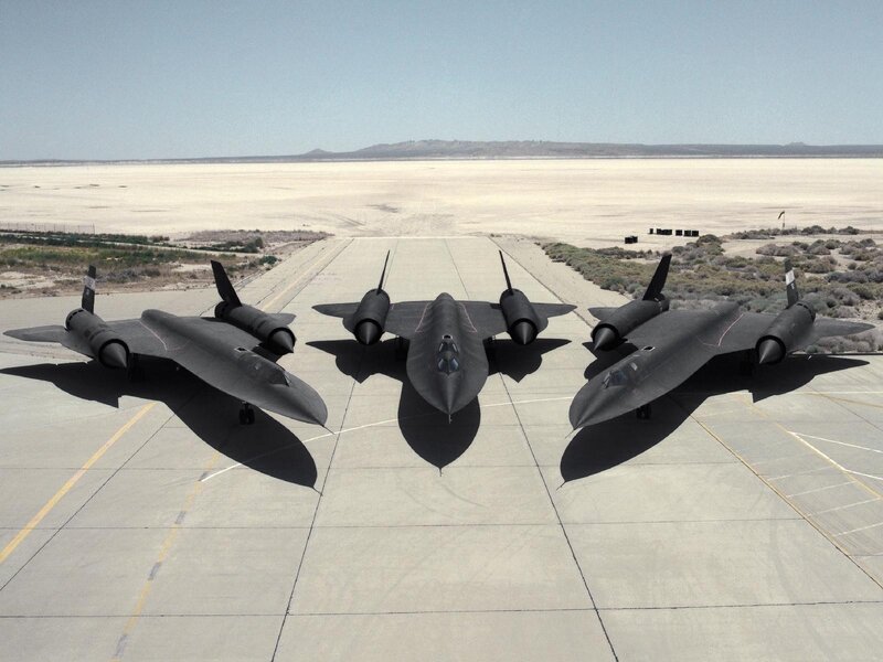 Three SR-71 Blackbirds on tarmac