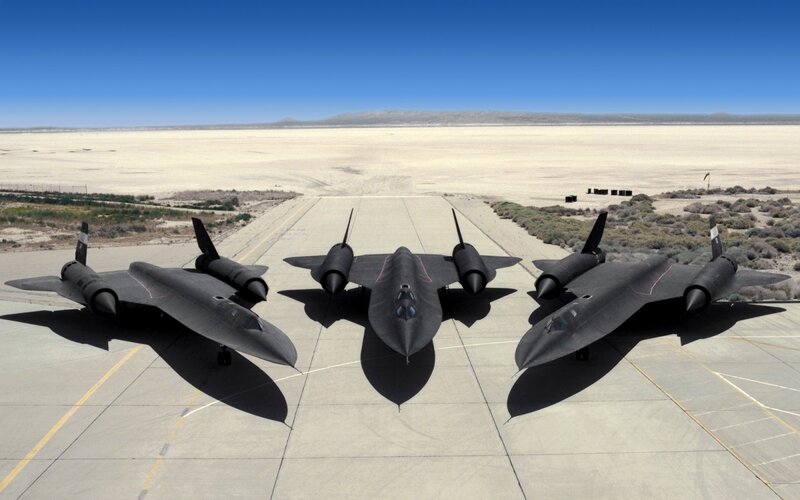 Three SR-71 Blackbirds on tarmac