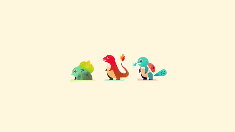 Three Starter Pokémon — Beige