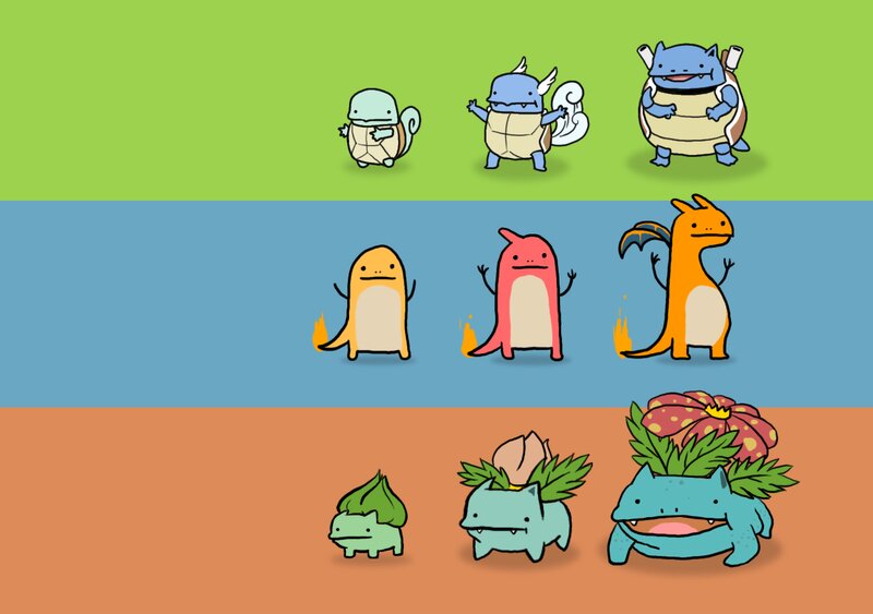 Three Starter Pokémon — Green