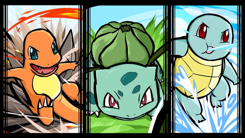 Three Starter Pokémon — Orange
