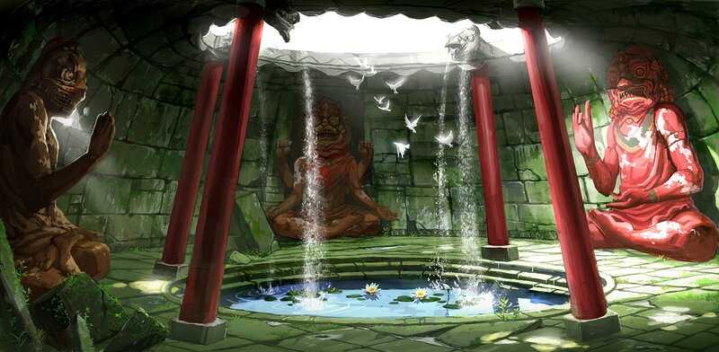 Three Statues in a Temple