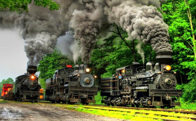 Three Steam Trains