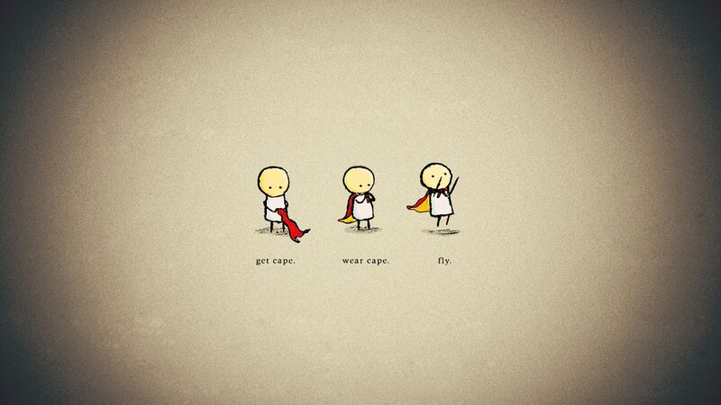 Three Stick Figures with Capes