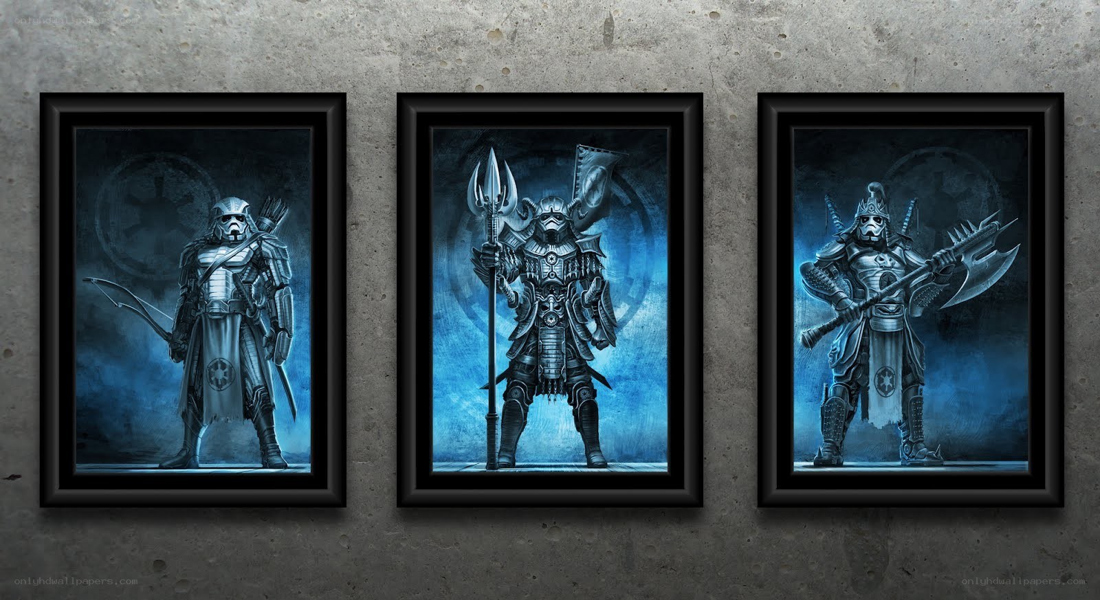 three stormtrooper warrior portraits