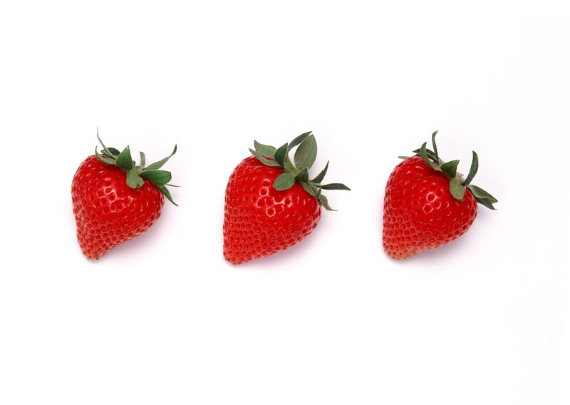 Three strawberries in a row