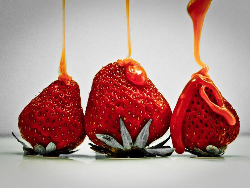 Three Strawberries with Honey