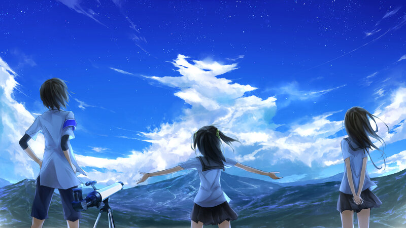 Three Students at Beach