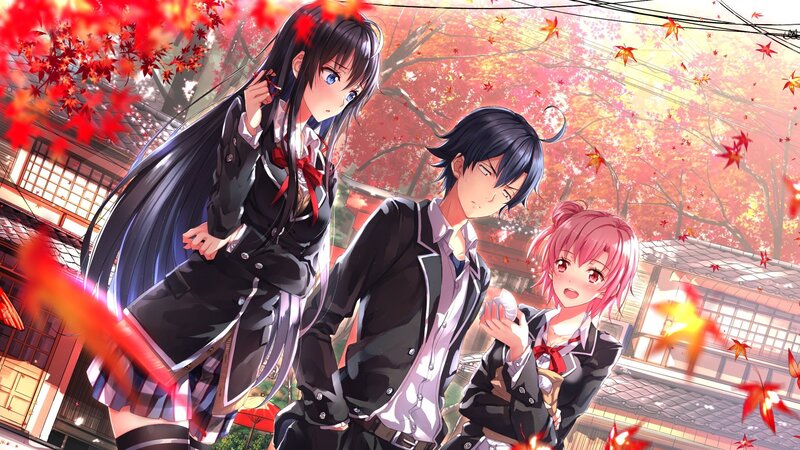 Three Students in Autumn