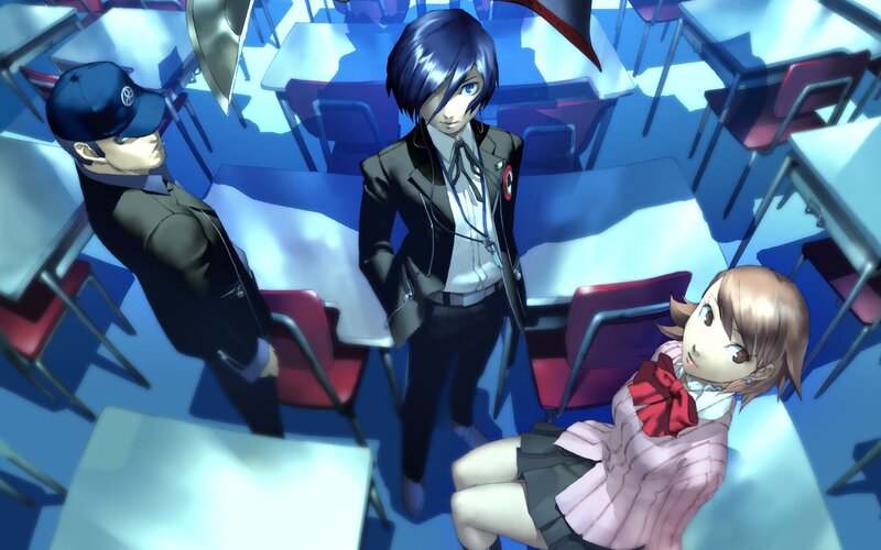 Three Students in Classroom
