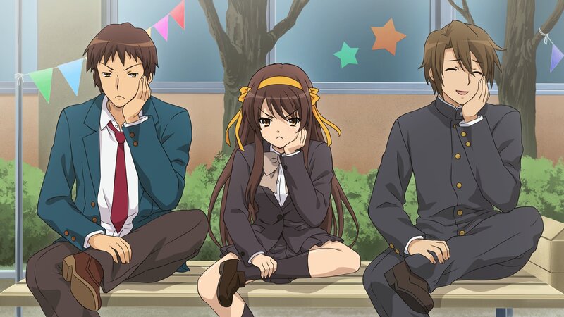 Three Students on Bench