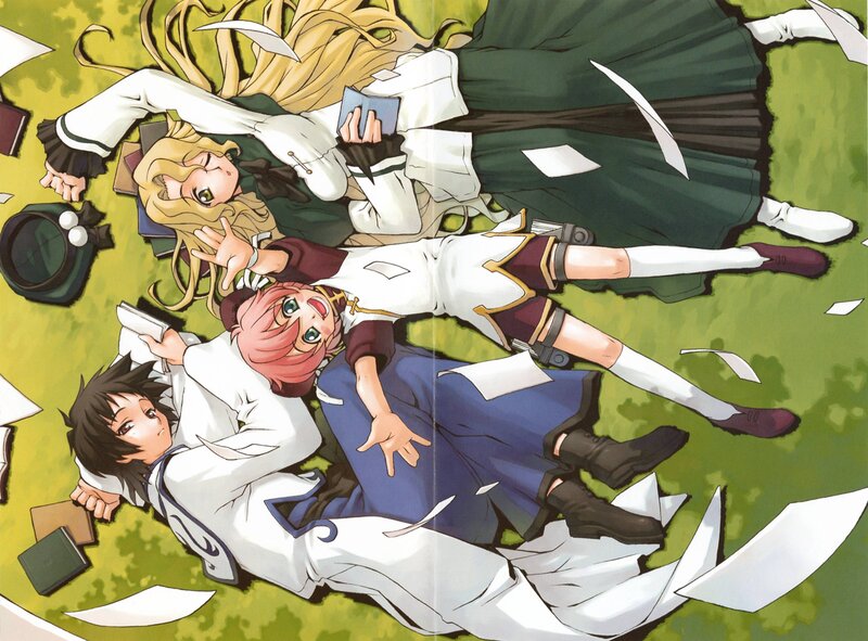 Three Students on Grass