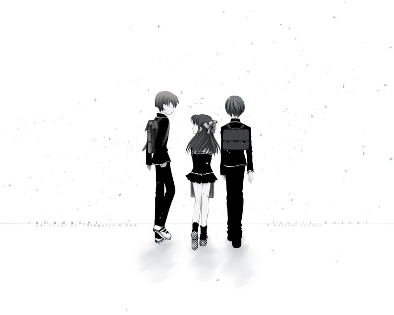 three students walking away