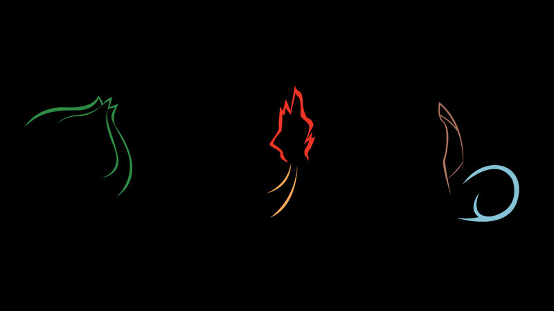three stylized creature silhouettes