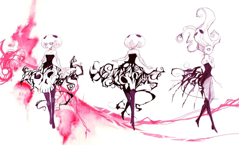 Three Stylized Female Figures — White