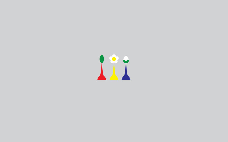 three stylized plants