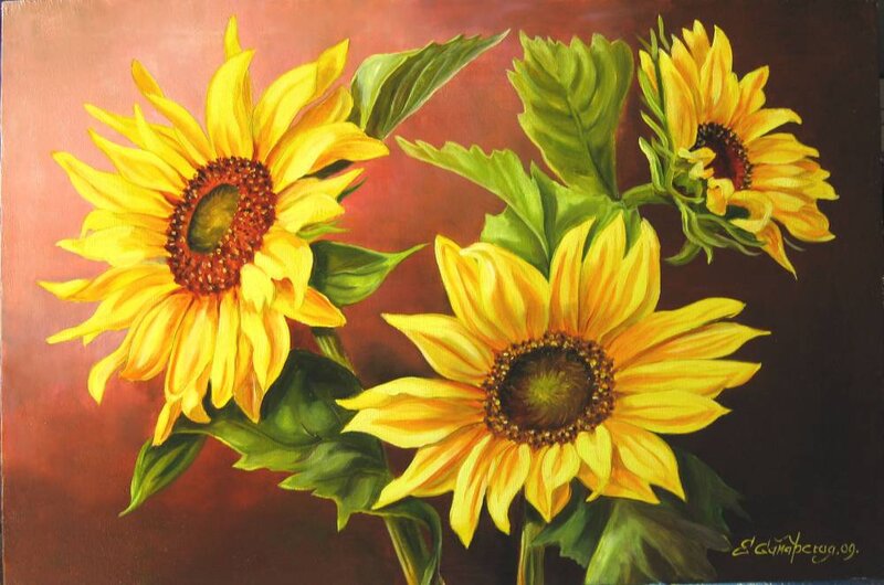 Three Sunflowers — Yellow