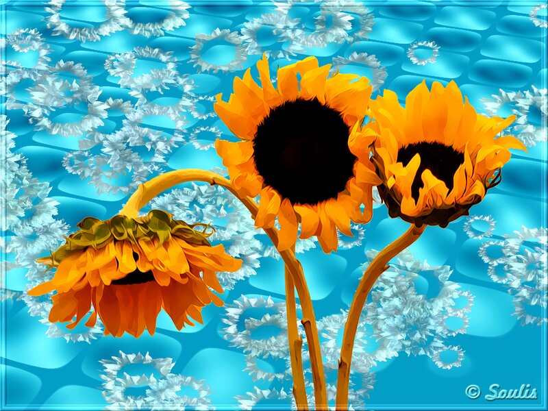 Three Sunflowers — Yellow, Vibrant
