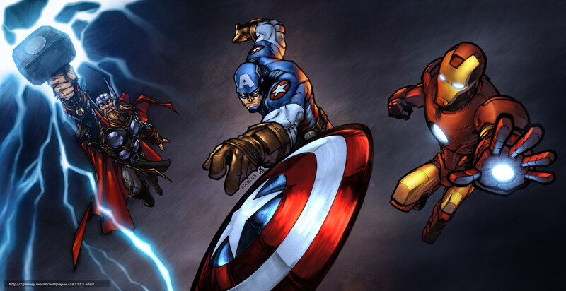Three Superheroes in Action — Blue