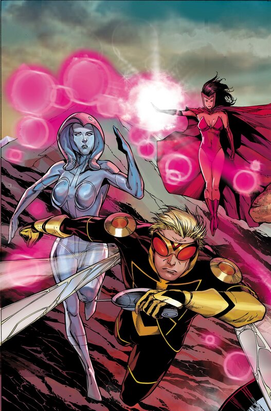 Three Superheroes in Action — Pink, Dramatic