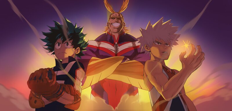Three Superheroes in Action — Purple
