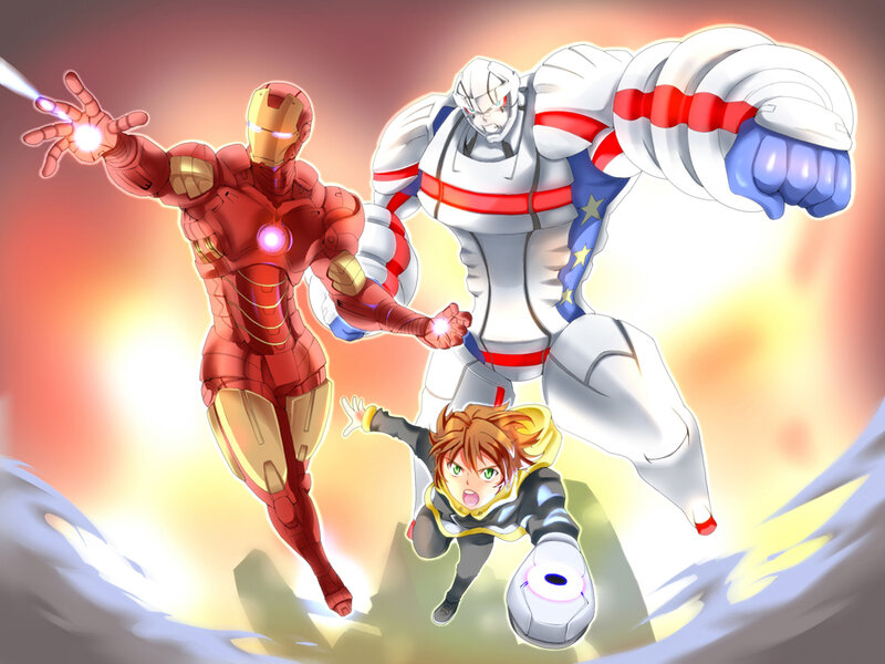 Three Superheroes in Flight
