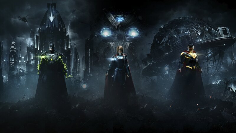 Three Superheroes Standing — Black, Dramatic, Night