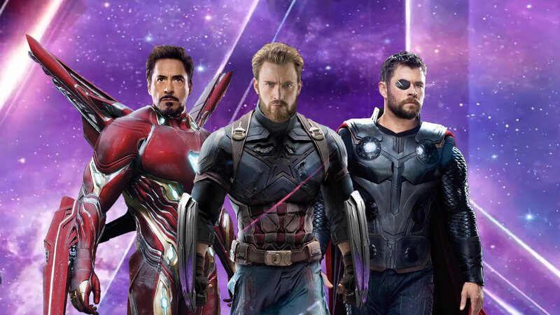 Three Superheroes Standing — Purple