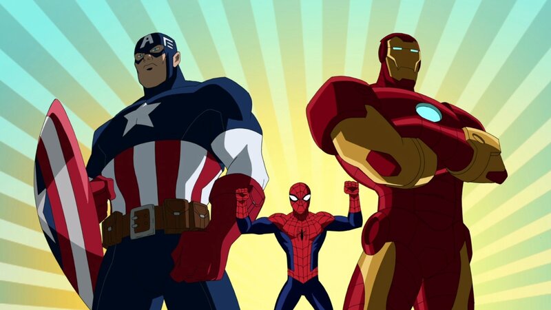 Three Superheroes Standing — Red