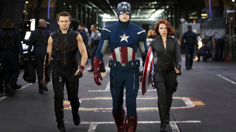 Three Superheroes Walking — Blue, Dramatic