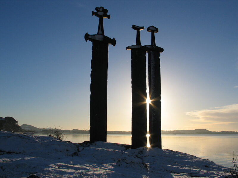 Three Sword Sculptures — Blue