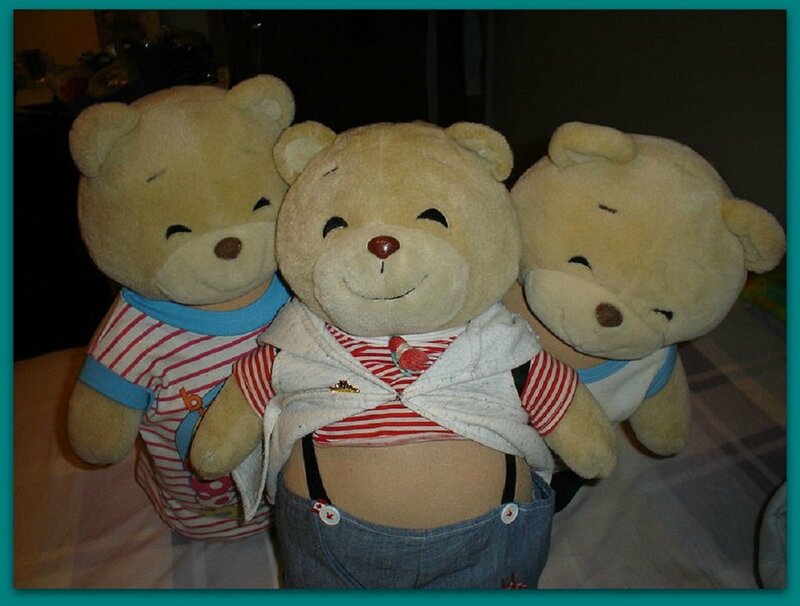 Three Teddy Bears — Beige