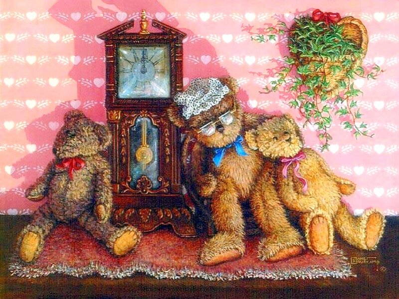 Three Teddy Bears — Pink, Cozy