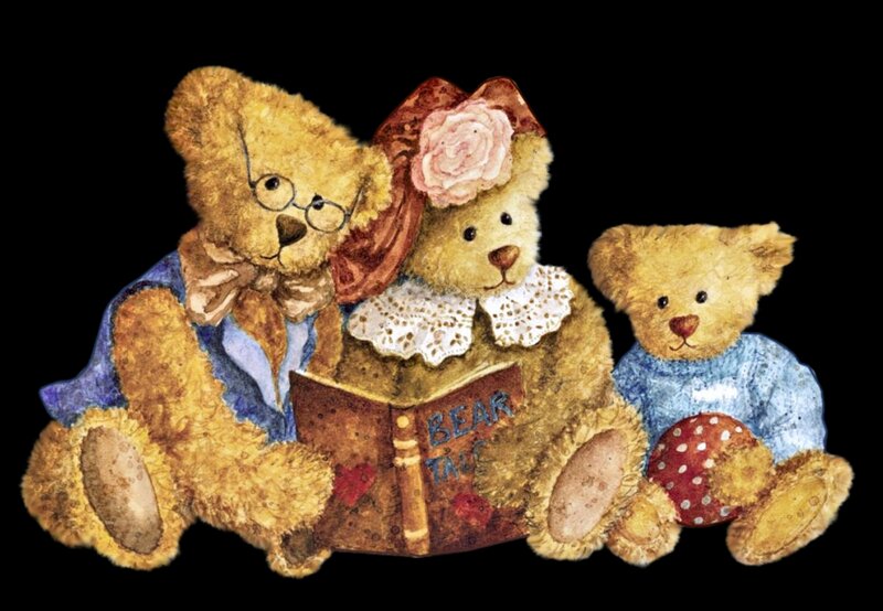 Three Teddy Bears Reading